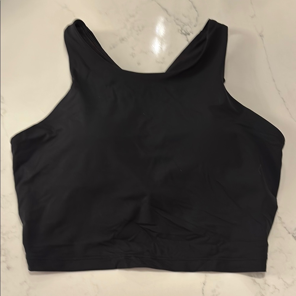 Womens Black Athletic Crop Top and Leggings Set - Picture 3 of 7